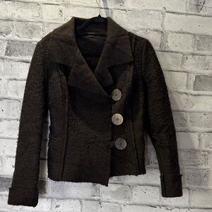 D ONE Vintage Brown Artsy Wool Blend Yarn Jacket